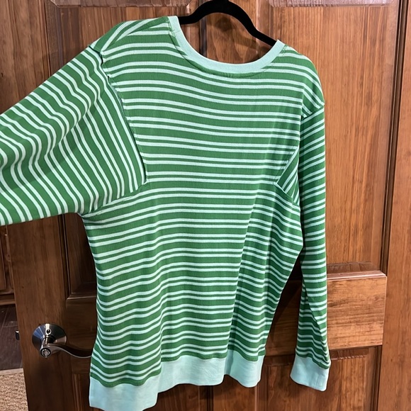 Maeve by Anthropologie Green Stripe Lightweight Sweater - Picture 3 of 3